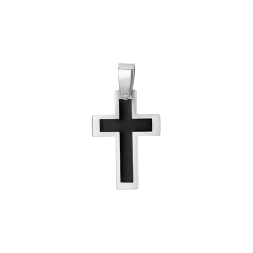 Amor Motivanhänger Edelstahl Herren Anhänger, 3,8 cm, Silber, Kreuz, Kommt in Schmuck Geschenk Box,