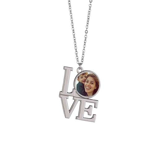 Igemy Personalisierte Kette mit Bild Halskette mit Bild Kette mit Foto Personalisierte Kette Kettenanhänger mit Foto Geschenke für Frauen Foto Kette Personalisierte Geschenke Beste Freundin Geschenke