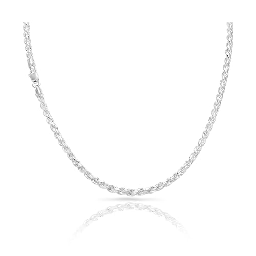 TAIPAN Rope Chain Kordelkette 3,5mm breit 50cm lang Kette aus 925 Sterlingsilber Silberkette unisex inkl. Beutel, Putztuch, Zertifikat (50)