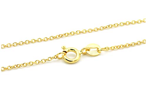 NaturSchatulle Feine Silberkette Gold 925 Sterling Silber 40-80cm Halskette ohne Anhänger Damen 1,2mm Ankerkette Ringverschluss Panzerkette (60cm)