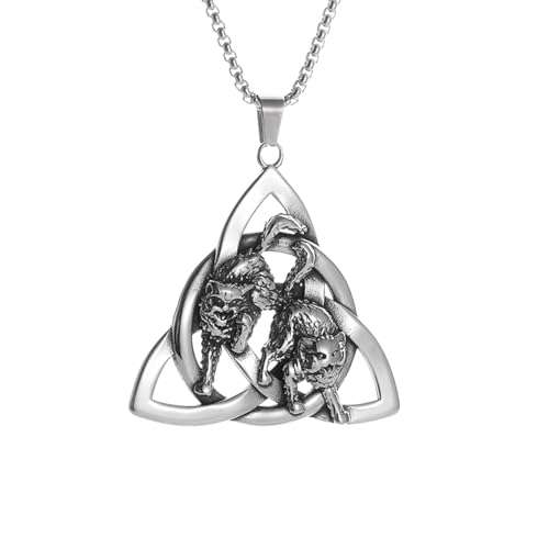 Choker Halskette Gothic Halskette Kette Vintage Nordische Mythologie Keltischer Knoten Wolf Anhänger Halskette für Männer Frauen Charm Amulett Schmuck Geschenk beste Freundin Geschenke Freundschaft