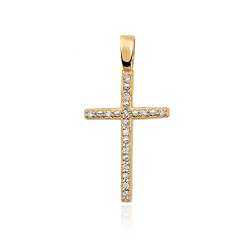 Kreuz Anhänger Gold Gelbgold Weißgold 585 14K Goldanhänger Kettenanhänger Diamanten Brillanten für Damen Jungen