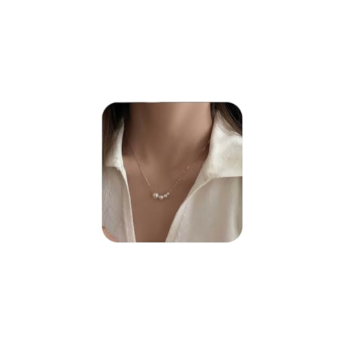 Yienate Winzige Perlen Choker Halskette Kette Boho Gold Dünne Kette 4 Perlen Anhänger Halsketten Hochzeit Brautjungfern Perle Ball Anhänger Halskette Schmuck Für Frauen Und Mädchen