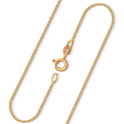 EDELIND Feine Ankerkette Rund 1,1 mm | 14 Karat | Länge 70 cm | Damen Goldkette Herren 585 Echtgold | Kette Damen aus Gelbgold ohne Anhänger | Halskette Damen Mädchen Gold Schmuck Geschenk Box