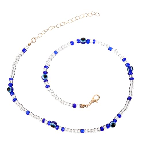 SOIMISS 2st Halskette Aus Reisperlen Auge Halskette Blauer Schmuck Halsketten Für Mädchen Perlen-statement-halskette Ausgefallene Halskette Perlenkette Kette Boho-perlen Reisperlen (glas)