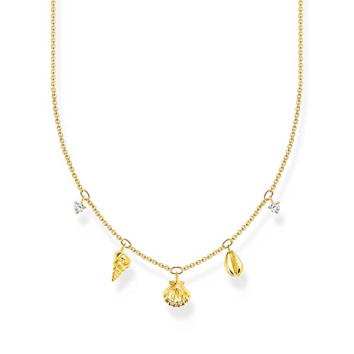 Thomas Sabo Damen Kette mit Muscheln gold, aus 925er Sterlingsilber mit strahlender 750er Gelbgold-Vergoldung im maritimen Design, Länge 45cm, KE2158-414-14-L45V