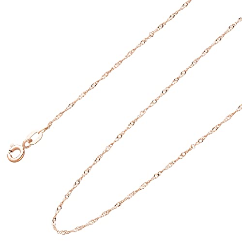 Ardeo Aurum Unisex Damen Herren Kette aus 375 Gold Rotgold Singapurkette Halskette 1,2 mm Breite und 50 cm Länge mit Federringverschluss