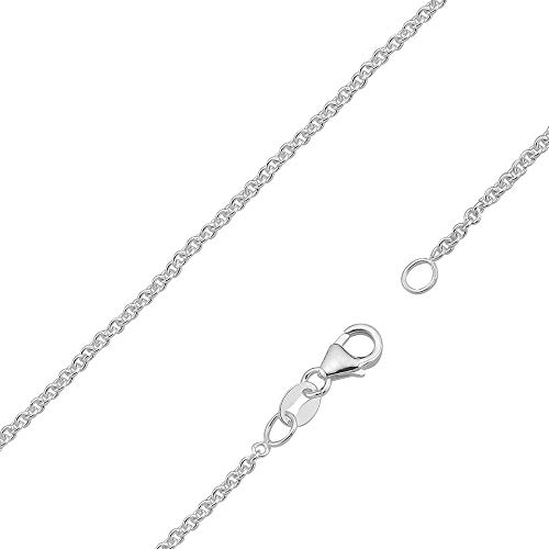 Vinani Damen Ankerkette aus Sterling Silber 925 ohne Anhänger glänzende feine Gliederkette Halskette mit 0,7 mm Stärke - Silberkette - UB80