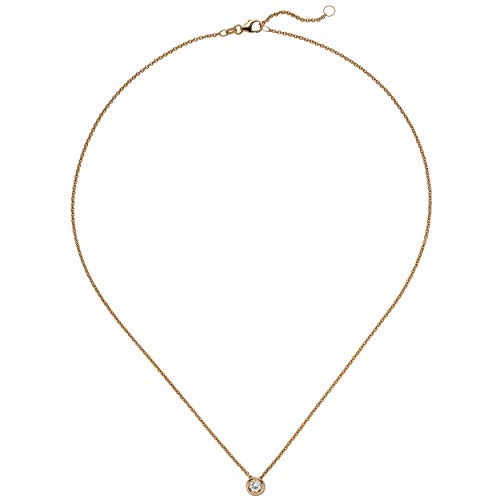 Jobo Damen Collier Kette mit Anhänger 585 Gold Rotgold 1 Diamant Brillant 0,15 ct. 45 cm