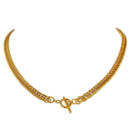 XIPIEIO Medaillons Halskette für Frauen benutzerdefinierte minimalistische Kette Geometrische Halskette Statement Gold Farbe Choker Metall Halskette für Frauen beste Freundin Geschenke