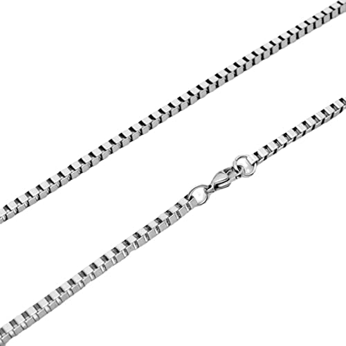 Aotiwe Herren Kette 55cm, Halskette Silber Männer Edelstahl 2mm Kasten Link Chain Geschenk Beste Freundin