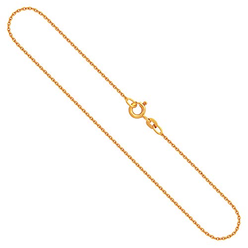 EDELIND Damen Gold Halskette 1.3 mm Ankerkette rund 585 aus Gelbgold Echt Gold Kette Goldkette Länge 45 cm mit Schmuck Geschenk Box Made in Germany