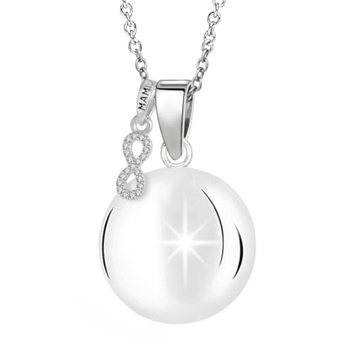 MAMIJUX Engelsrufer Infinity Mama Geschenkidee Schwangerschaft Halskette Damen Engelsrufer Kette Stahl, TU, Sterling Silber, Zirkonia