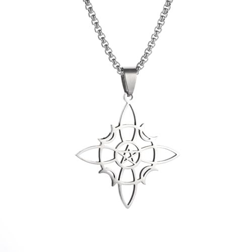 Choker Halskette Gothic Halskette Kette Keltischer Knoten Pentagramm Halskette Mond Hexerei Hexenknoten Anhänger für Männer Frauen Irisch Glück Amulett Schmuck beste Freundin Geschenke Freundschaft