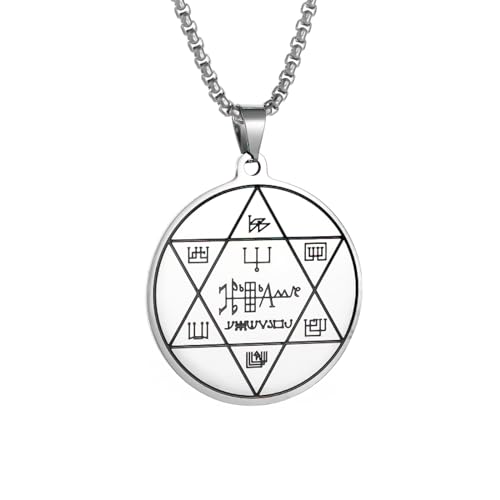 Choker Halskette Gothic Halskette Kette Retro Silber Medaille Sieben Engel Salomon Siegel Sechs Zackige Stern Anhänger Herren und Damen Amulett Schmuck Geschenk beste Freundin Geschenke Freundschaft