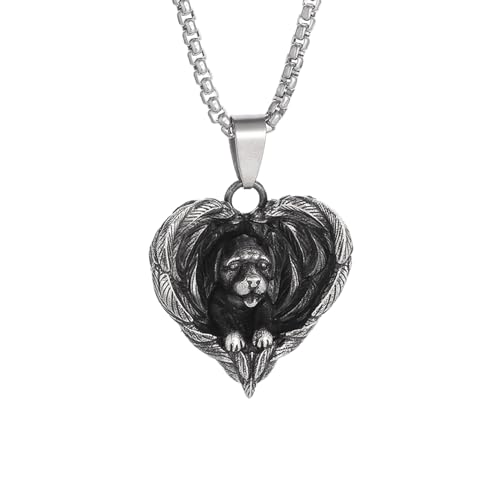 Choker Halskette Gothic Halskette Kette Retro Punk Herzform Engel Flügel Haustier Hund Anhänger Halskette für Männer und Frauen Mode Loser Schmuck Geschenke beste Freundin Geschenke Freundschaft