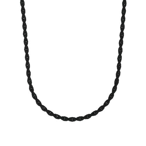 Amor Halskette Edelstahl Unisex Damen Herren Halsschmuck, 50 cm, Schwarz, Kommt in Schmuck Geschenk Box, 2037320