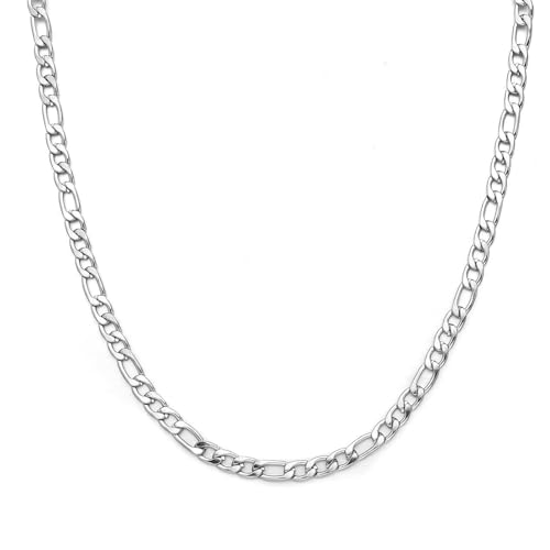 XUEBAIFU Halskette Herren 4mm Figaro Kette 925 Silber Kette für Damen Männer Silberkette Kubanische Halsketten hypoallergen Herrenkette 70cm