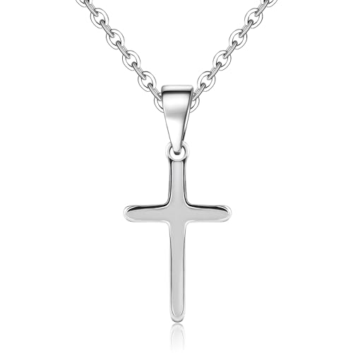 GIFT4U Kreuz Kette Silber Damen, Kreuzkette Damen Halskette mit Kreuz Anhänger Silberkette Edelstahl Kette Schmuck Geschenke für Frauen Teenager Mädchen