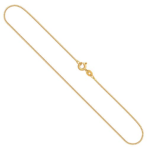 EDELIND Sehr feine Venezianerkette Gold 0,7 mm | 14 Karat | Länge 36 cm | Goldkette Damen Kinder 585 Echtgold | Kette Herren aus Gelbgold ohne Anhänger | Halskette Mädchen Gold Schmuck Geschenk Box