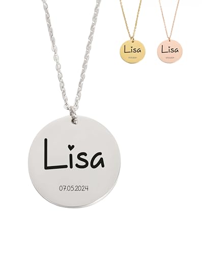 XELLENZ Personalisierte Kette mit Namen, Individuelle Kette Mit Gravur als Taufgeschenke für Mädchen, Personalisierte Geschenke für Frauen, Geschenk mama geburtstagsgeschenk für freundin