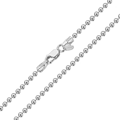 Amberta 925 Sterlingsilber Damen-Halskette - Kugelkette - 2 mm Breite - Verschiedene Längen: 40 45 50 55 60 70 cm (50cm)