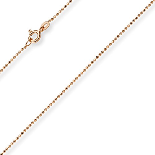 1mm Kugelkette diamantiert Kette Goldkette Halskette aus 585 Gold Rotgold, 38cm