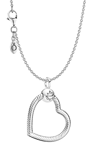 PANDORA Damen-Kette Silber 925 mit Anhänger Moments Heart O eleganter Halsschmuck, wunderschönes Geschenk-Set für modische Frauen, 51757