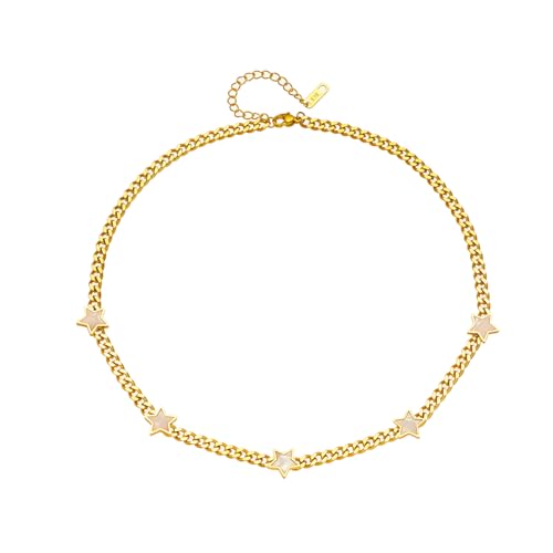 XIPIEIO Medaillons Halskette für Frauen benutzerdefinierte Pentagramm Stern Anhänger Halskette für Frauen Neuer Trend Mädchen Dicke Kette Choker Schmuck Geburtstagsgeschenke Beste Freundin Geschenke