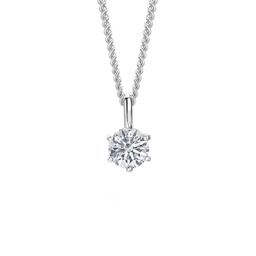 MIORE Schmuck Damen, Halskette Damen, kette Silber 925, 0.50Ct Moissanite Kettenanhänger silber, Panzerkette Silber 925, Silberkette Damen 45 cm lang, Schmuck allergenfrei und handgemacht