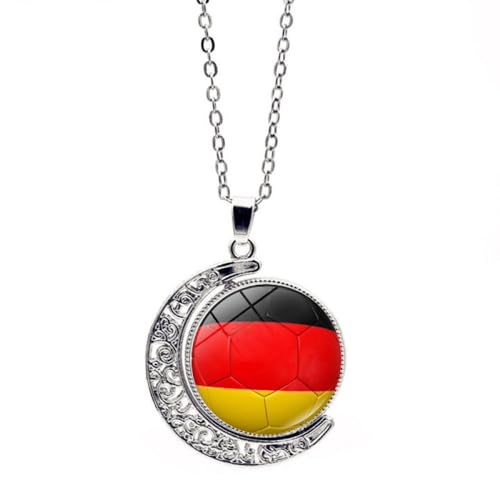 GONMFKM Modische Deutschland-Flagge-Anhänger-Halsketten – Retro-Ethno-Hip-Hop-Fußball-Druck, Doppelseitiger Drehbarer Charm-Halsband, Für Damen Und Herren, Schlüsselbeinkette, Pullover, Dünne Kette,