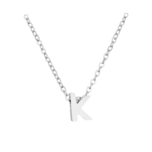 Dislsokrhov Halskette Damen Namenskette Edelstahl Silber Namen Kette Mit Kleinem Herz Buchstaben Anhänger Personalisierte Initial Kette Für Damen Mädchen Beste Freundin Geschenk Schmuck #4K One Size