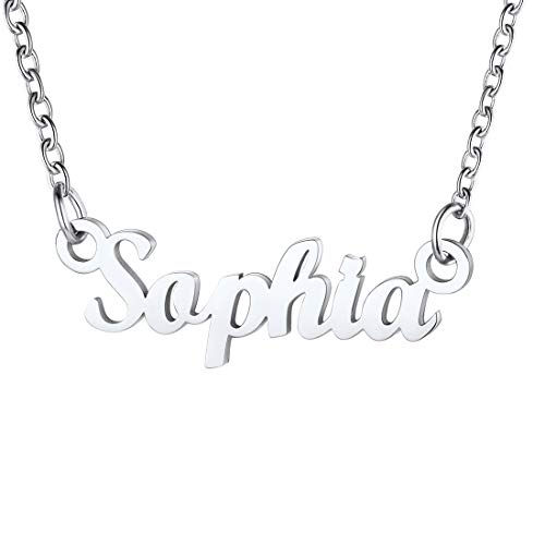 U7 Damen Collier Namenskette Edelstahl Schlüsselbein Kette mit Name Sophia 45+5cm kurze Kette Halskette Modeschmuck Accessoire für Mutter Tochter Schwester