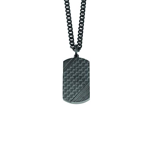 s.Oliver Herren Kette mit Dog Tag-Anhänger Edelstahl IP schwarz Carbon Panzer matt/glänzend 50cm