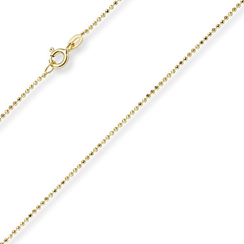 Schmuck Krone 1mm Kugelkette diamantiert Kette Goldkette Halskette aus 585 Gold Gelbgold, 38cm