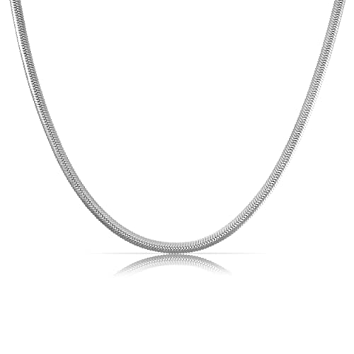 Made by Nami Halsketten Schlangen-Design 3mm • Minimalistische Schlangen-Kette mit starkem Karabiner-Verschluss • Choker Halskette Damen • Edelstahl Gliederkette • Geschenk für Sie (Silber)