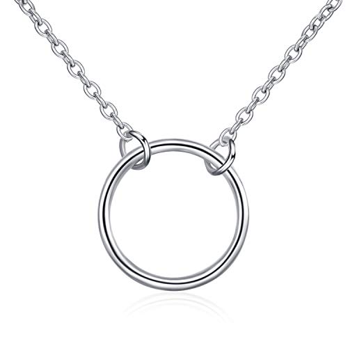 Kreis Karma Kette 925 Sterling Silber Open Circle Choker Halskette Minimal Kreis Schmuck Geschenke für Damen (16 inch)