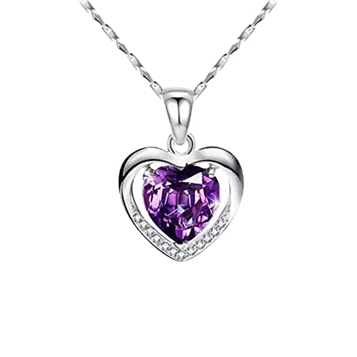 Generisch Kette mit Anhänger 925 Sterling Silber Damen Halsschmuck, mit Zirkonia synth,Herz Kette Silber Damen Kette Herz Silber Foto Valentinstag Für Geschenk Beste Freundin