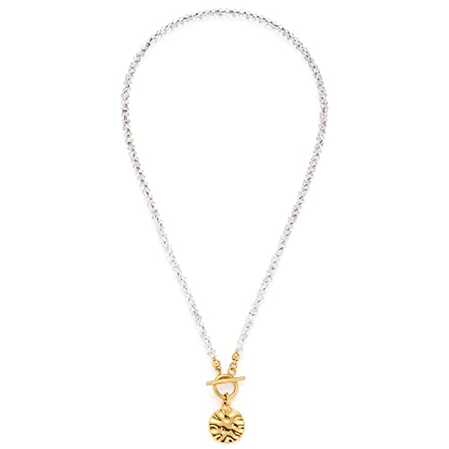 Leonardo Jewels Halskette Milly, Kette aus Edelstahl mit transaprenten Glasperlen, Verschluss mit Anhänger gold, 45 cm, Damen Schmuck, 1 Stück, 022492