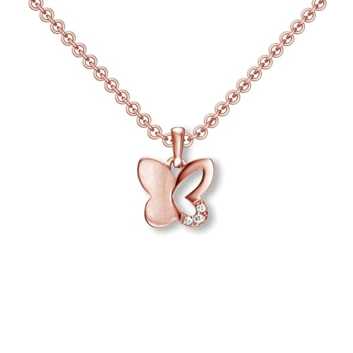 Kinder Kette Schmetterling Rosegold (Silber 925 vergoldet) | Halskette Mädchen Schmetterlings Anhänger | Kinderkette Schmuck Kinder Ketten Kinderschmuck Geschenke Geschenkideen Geburtstag Einschulung