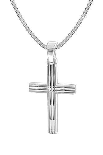 trendor Kreuz mit Herren-Halskette 925 Silber 50 cm Kette Herren, Kreuz-Anhänger, modische Geschenkidee, zeitloser Herrenschmuck 35851