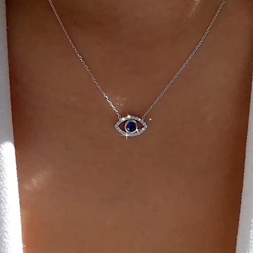 TseenYi Cz Bösen Blick Halskette Silber Bösen Blick Anhänger Halskette Blau Edelstein Choker Halskette Funkelnden Strass Auge Anhänger Halskette Kette Schmuck Für Frauen Mädchen Geschenke