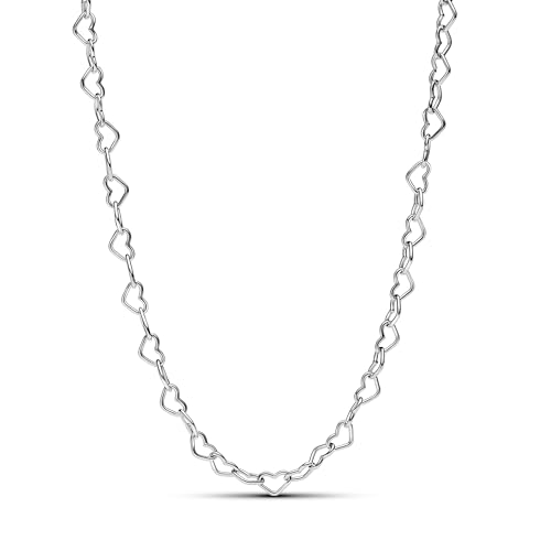 PANDORA Moments Verbundene Herzen Collier-Halskette aus Sterling Silber, Kompatibel Moments Charms, Größe 45cm, 393334C00-45