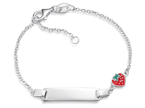 SILBERKETTEN STORE DEIN SCHMUCK ONLINE SHOP Kinder/Baby Gravur-Armband Erbse 1,5mm mit Erdbeere |inklusive Gravur | echt 925 Silber