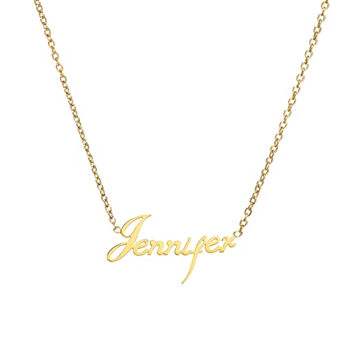 ANDANTE Premium Collection - Namenskette Jennifer 14K Gold Edelstahl Halskette Personalisierte Kette mit Namen - längenverstellbar 43 cm - 48 cm