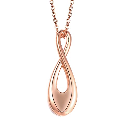 KnBoB Urne Halskette Edelstahl, Rosegold Anhänger Unendlichkeitszeichen Asche Halskette für Damen Kette 50 cm