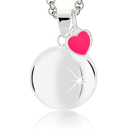 MAMIJUX Engelsrufer Herz Fuchsia Mutter Geschenkidee Schwangerschaft Halskette Damen Engelsrufer Kette Stahl, Geschenk, Taglia Unica, Sterling-Silber, Kein Edelstein