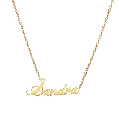 ANDANTE Premium Collection - Namenskette Sandra 14K Gold Edelstahl Halskette Personalisierte Kette mit Namen - längenverstellbar 43 cm - 48 cm