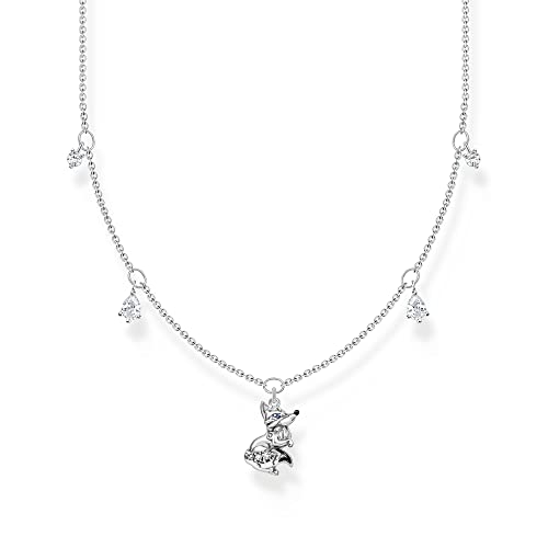 Thomas Sabo Damen Kette Fuchs mit weißen Steinen silber, aus 925er Sterlingsilber mit Polarfuchs und weißen Zirkonia-Steinen, Länge 45cm, KE2174-644-7-L45V