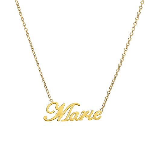 ANDANTE Premium Collection - Namenskette Marie 14K Gold Edelstahl Halskette Personalisierte Kette mit Namen - längenverstellbar 43 cm - 48 cm